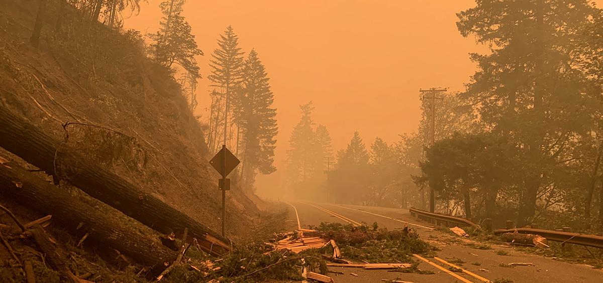 Photo of road in smokey conditions